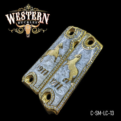 Cacha Logo Colt 1911 Niquel Oro y Zirconias