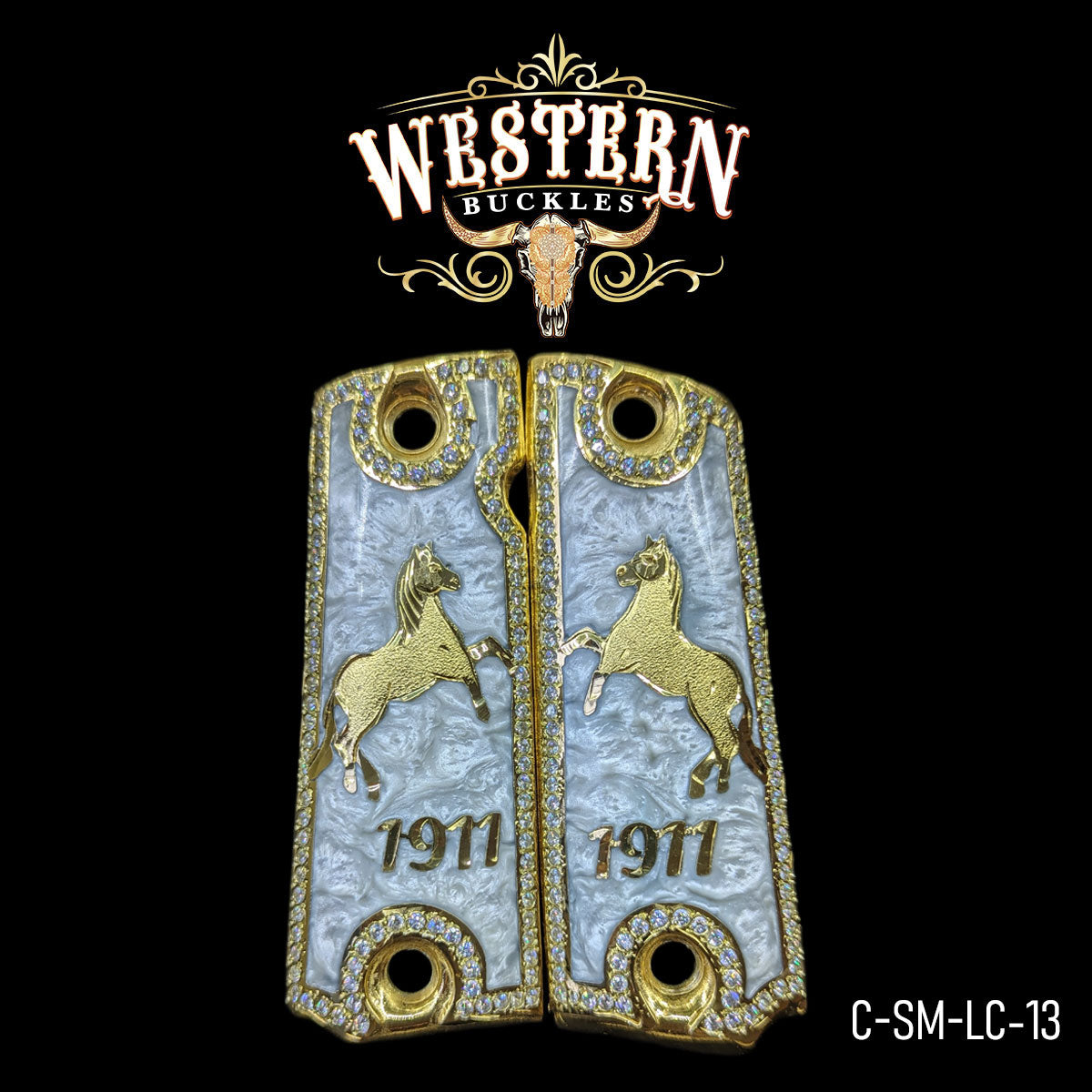 Cacha Logo Colt 1911 Niquel Oro y Zirconias