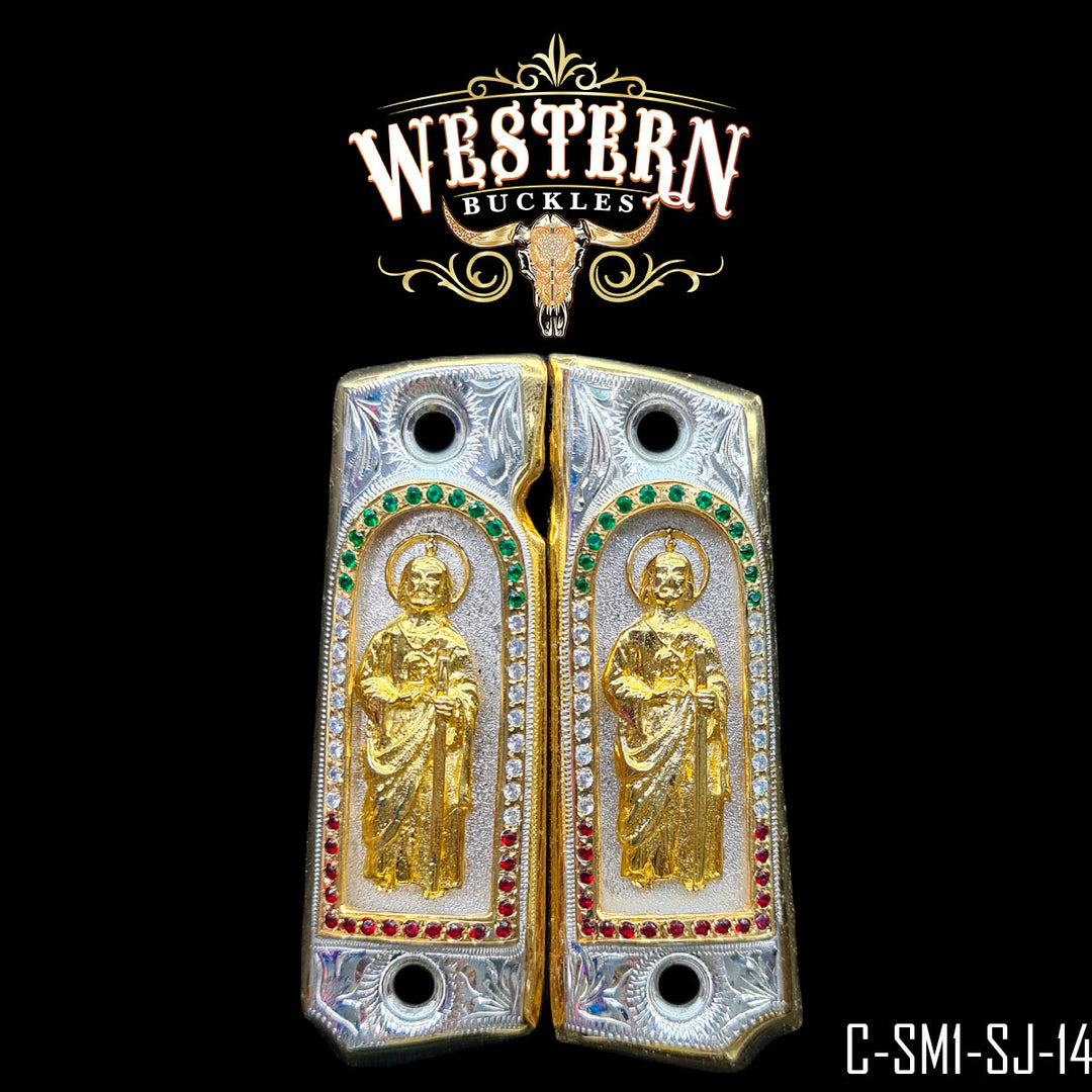 1911 San Judas Gun Grips | Handcrafted by Western Buckles | SKU C-SM1-SJ-14