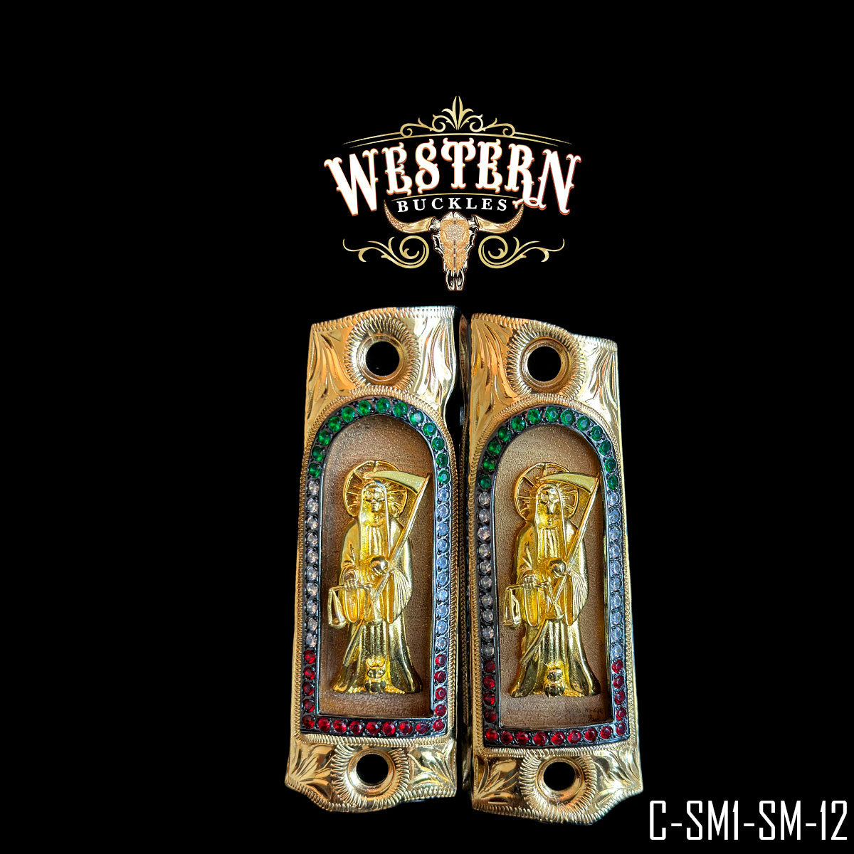 Cachas Colt 1911 Grips Santa Muerte Piedras