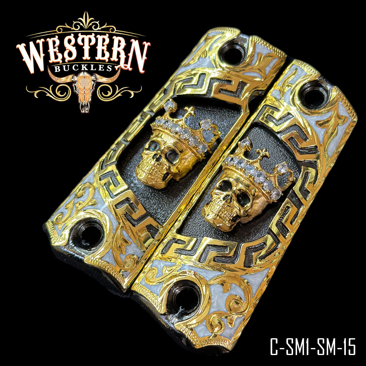 Cachas Colt 1911 Grips Calavera Con Zirconias