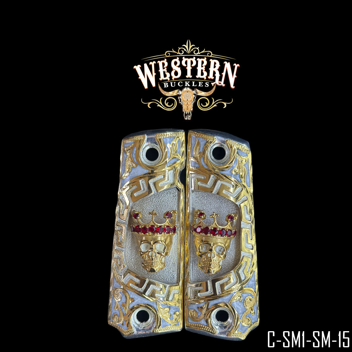 Cachas Colt 1911 Grips Calavera Con Zirconias