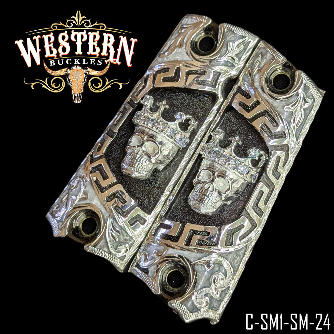 1911 Full Size Skull Silver and White Resin-The Western Buckles