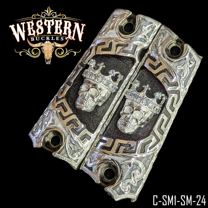 1911 Full Size Skull Silver and White Resin-The Western Buckles