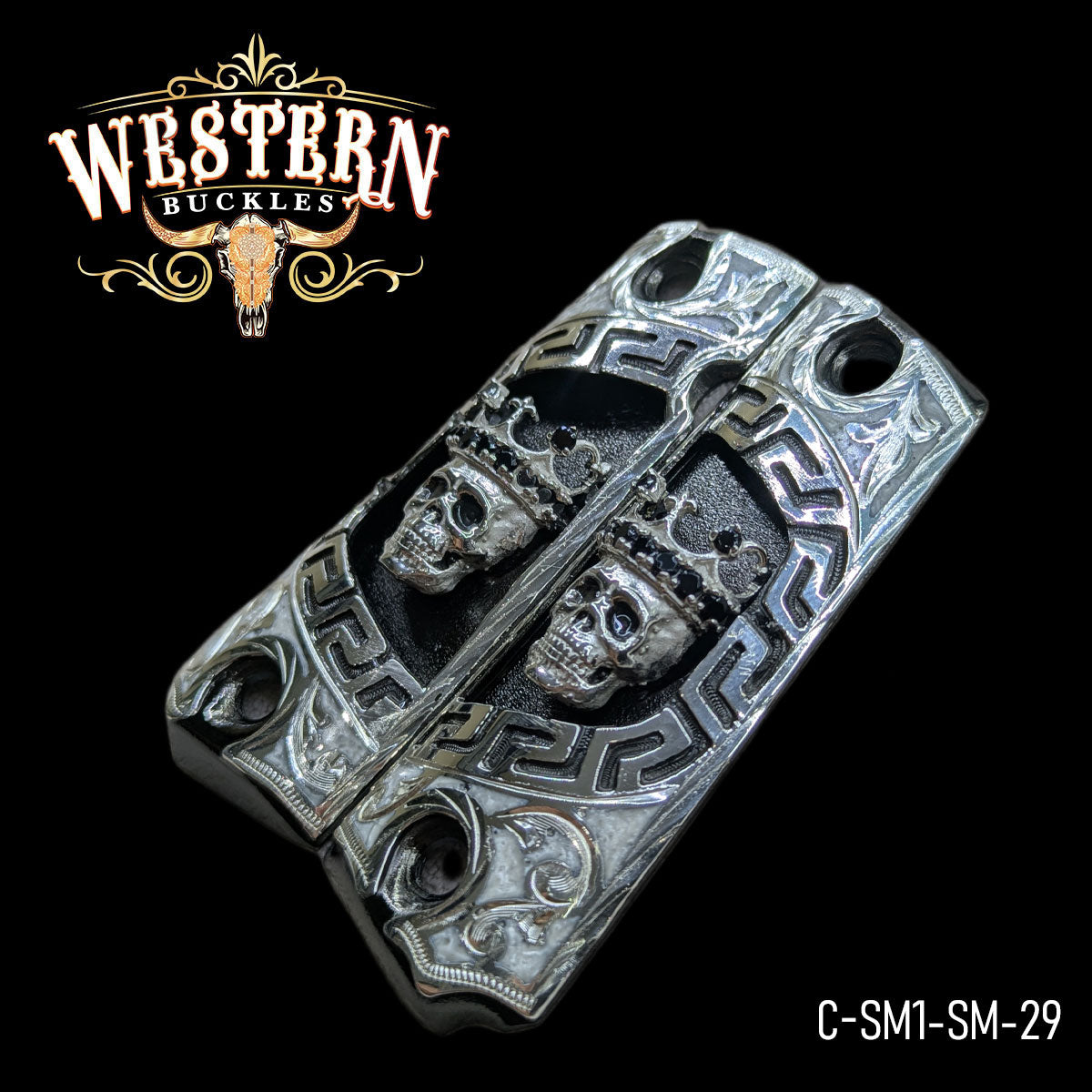 Cachas Colt 1911 Grips Calavera Con Zirconias blancas.