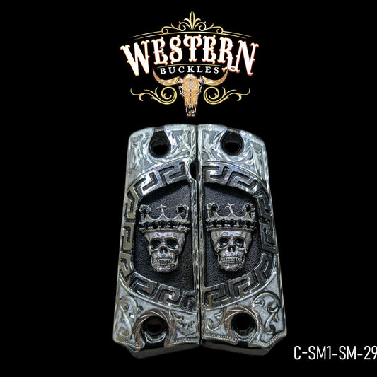 Cachas Colt 1911 Grips Calavera Con Zirconias blancas.