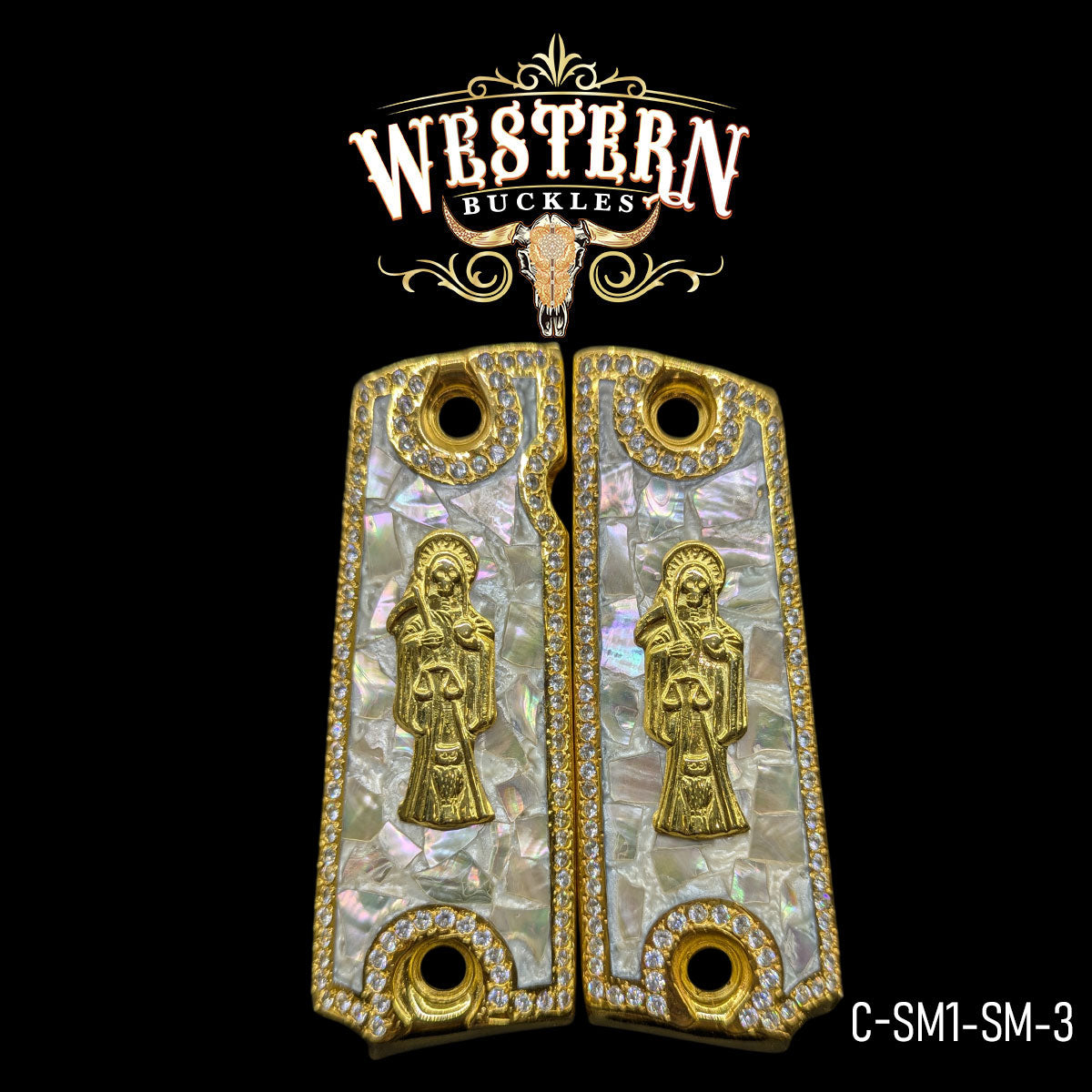 Cachas Colt 1911 Grips Santa Muerte Piedras