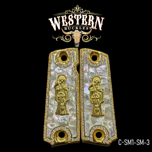 Cachas Colt 1911 Grips Santa Muerte Piedras