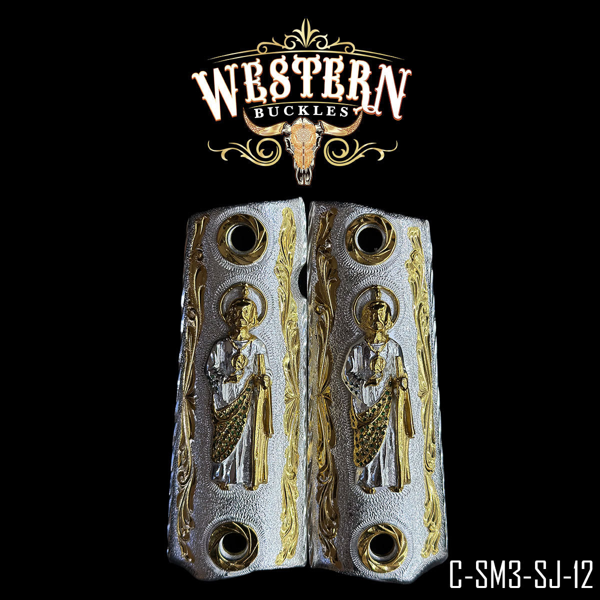 Cachas Colt 1911 Grips San Judas Zirconias