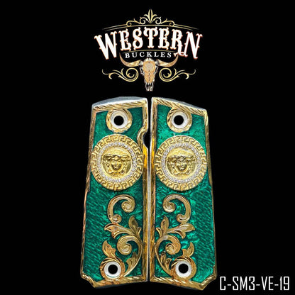 Cacha Colt 1911 Medusa Verde Piedras - Western Buckles