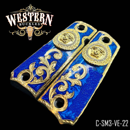 Cacha Colt 1911 Medusa Azul Piedras - Western Buckles