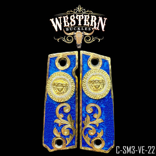 Cacha Colt 1911 Medusa Azul Piedras - Western Buckles