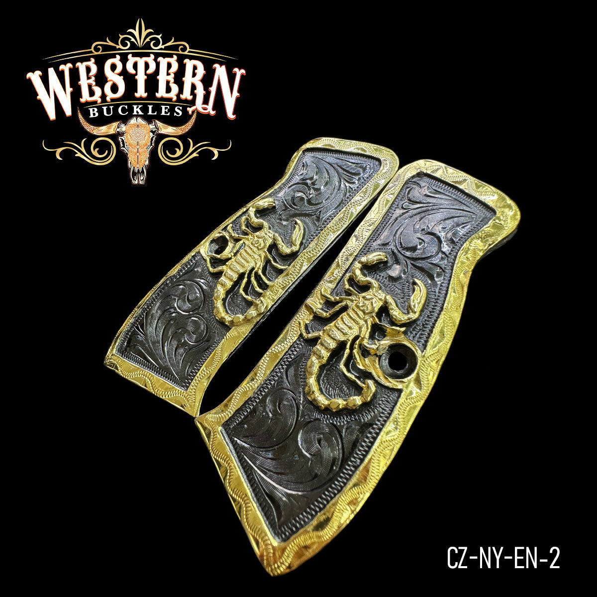 Cachas CZ 9mm Grips Escorpion Niquel Negro