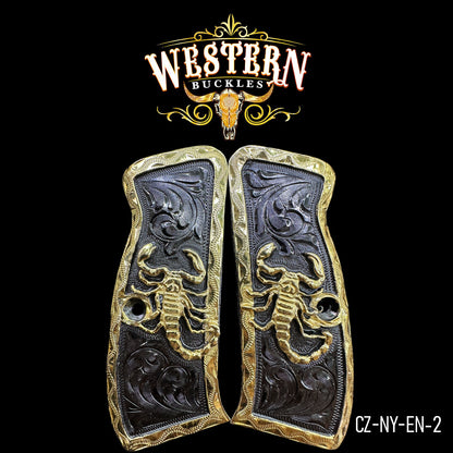 Cachas CZ 9mm Grips Escorpion Niquel Negro