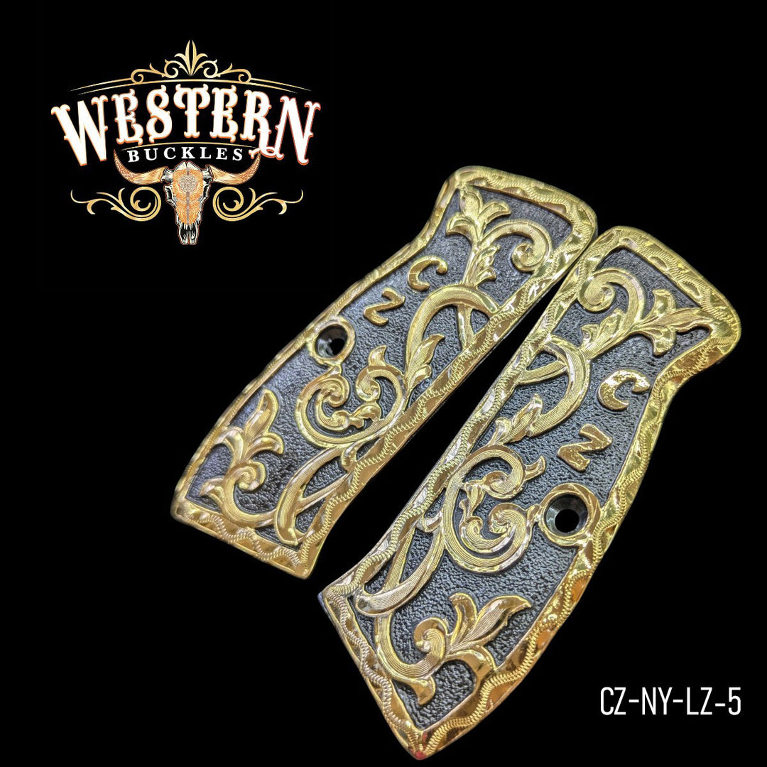 CZ 9mm Engraved Gold and Black