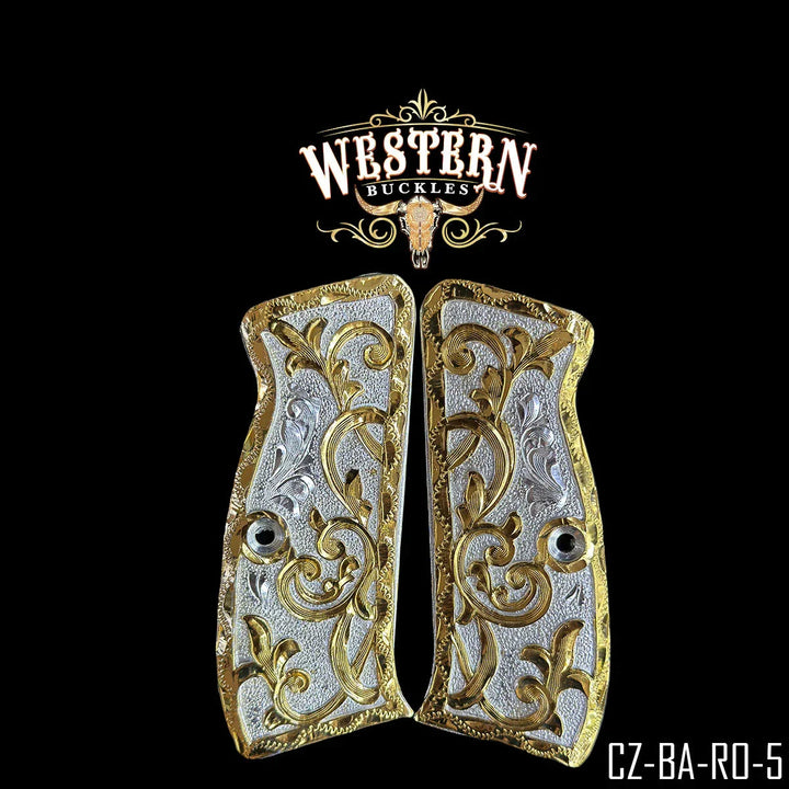 CZ 9mm Engraved Gold and Silver-The Western Buckles