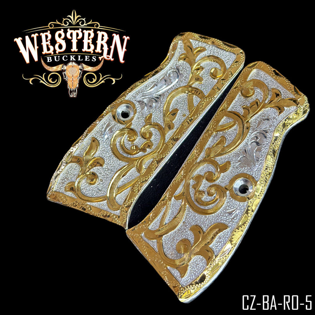 CZ 9mm Engraved Gold and Silver-The Western Buckles