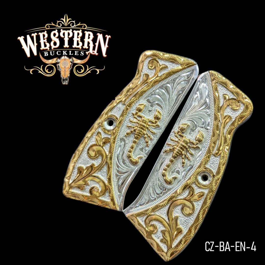 CZ 9mm Grips Scorpion Gold and Silver