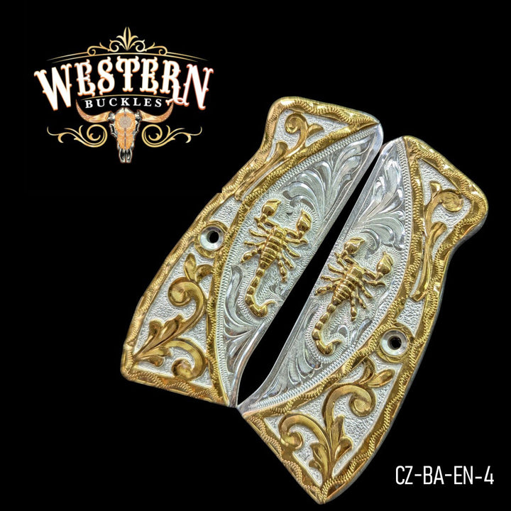 CZ 9mm Grips Scorpion Gold and Silver