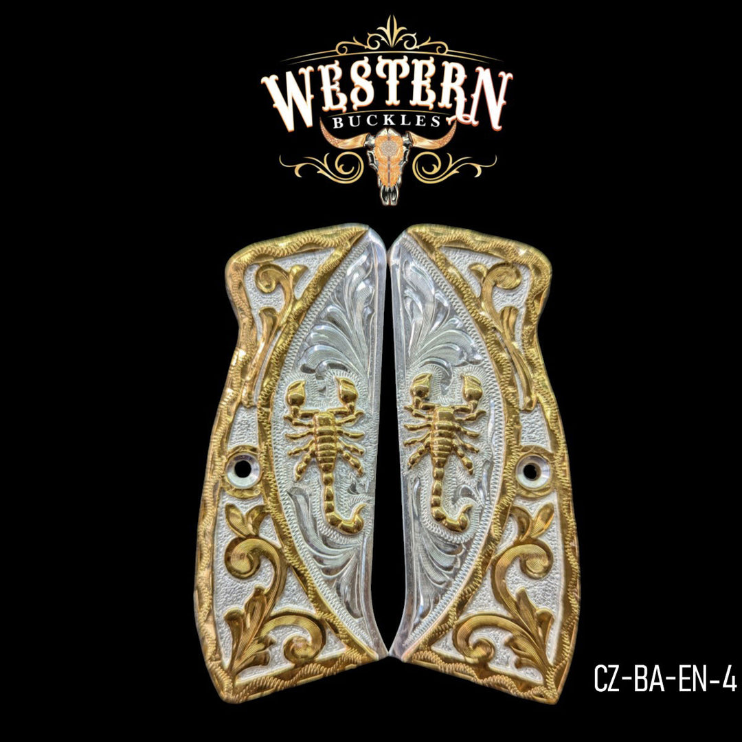CZ 9mm Grips Scorpion Gold and Silver
