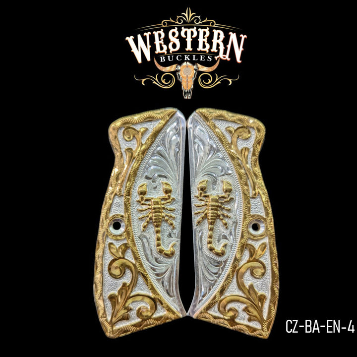 CZ 9mm Grips Scorpion Gold and Silver