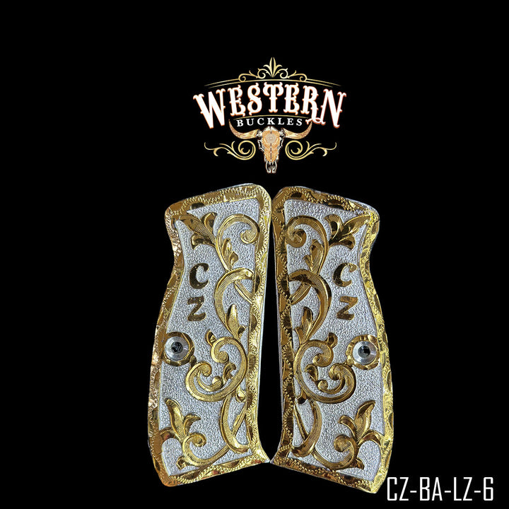 CZ 9mm Logo Gold and Silver-The Western Buckles