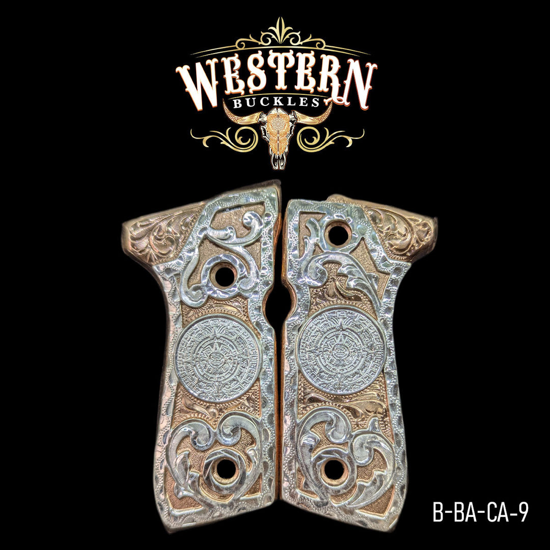 Cacha Beretta 92fs Calendario Azteca Oro Rosa con Ramos-The Western Buckles