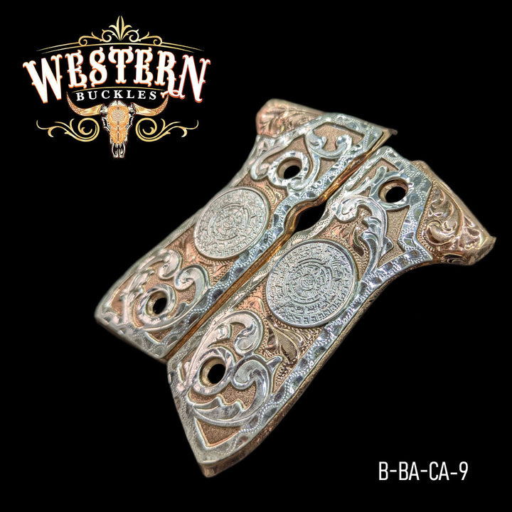 Cacha Beretta 92fs Calendario Azteca Oro Rosa con Ramos-The Western Buckles