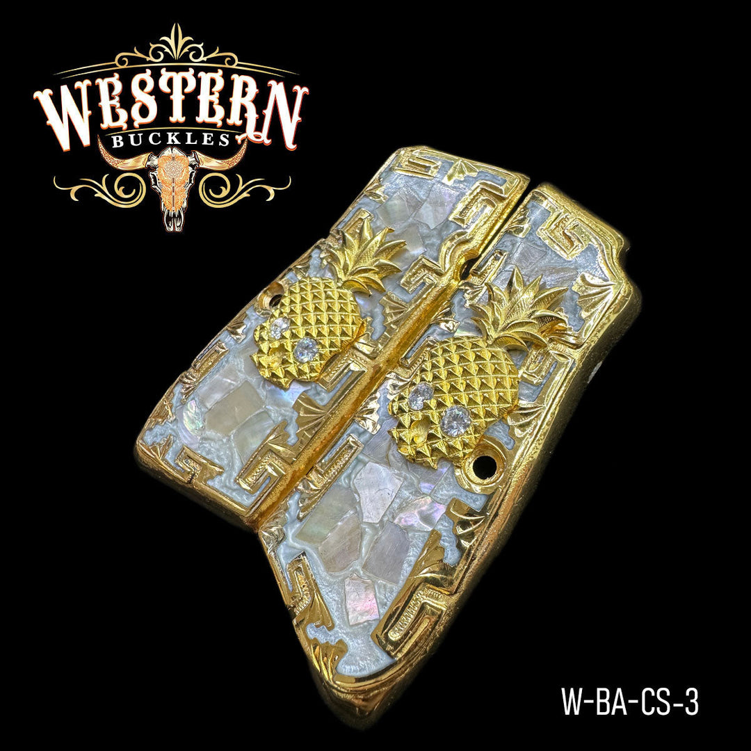Cacha Browning Calavera Oro y Resina-The Western Buckles