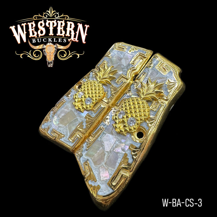 Cacha Browning Calavera Oro y Resina-The Western Buckles