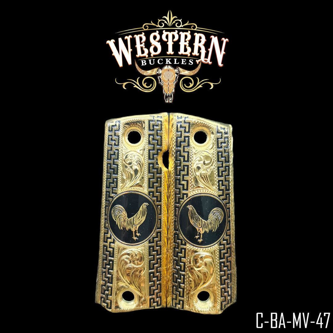Cacha Full Size 1911 Gallo Rameado Oro-The Western Buckles