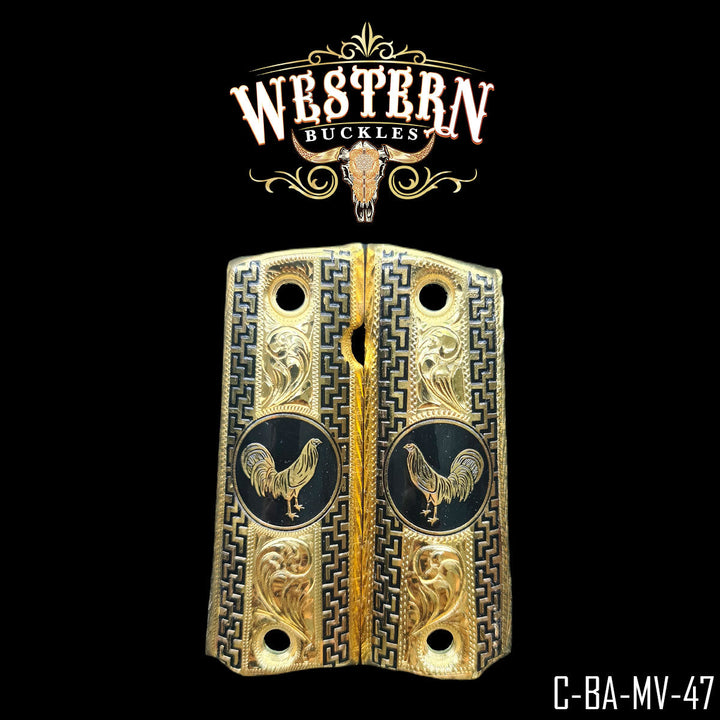 Cacha Full Size 1911 Gallo Rameado Oro-The Western Buckles