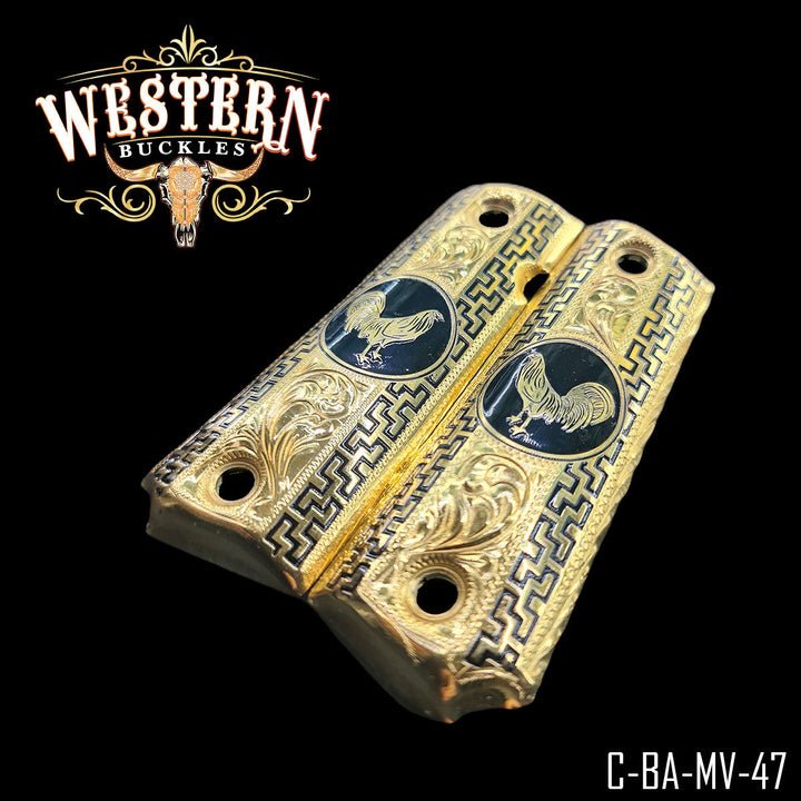 Cacha Full Size 1911 Gallo Rameado Oro-The Western Buckles