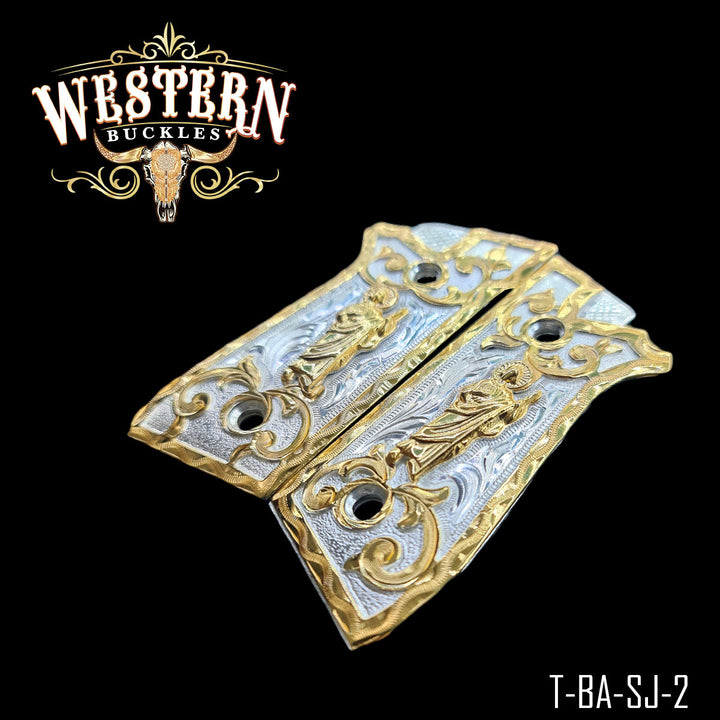 Cacha Taurus San Judas Rameada Oro y Plata-The Western Buckles