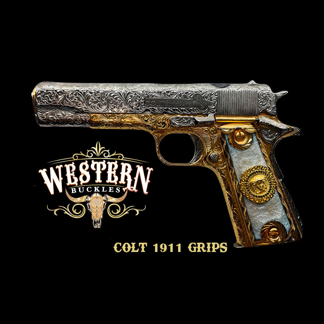 Cachas para arma 1911 full size, grips made by hand western buckles
