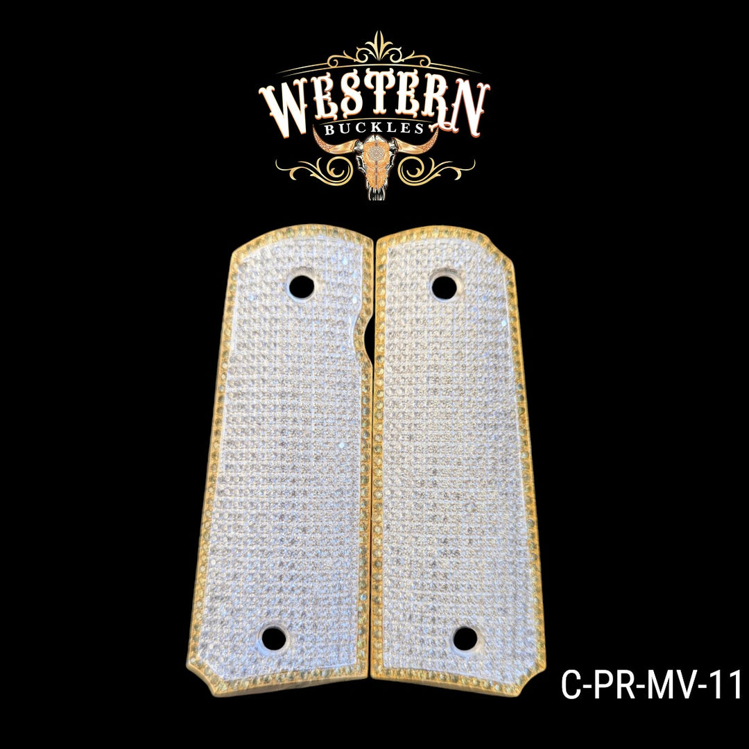 Cachas 1911 Grips Premium Zirconias Full Gold-Plated