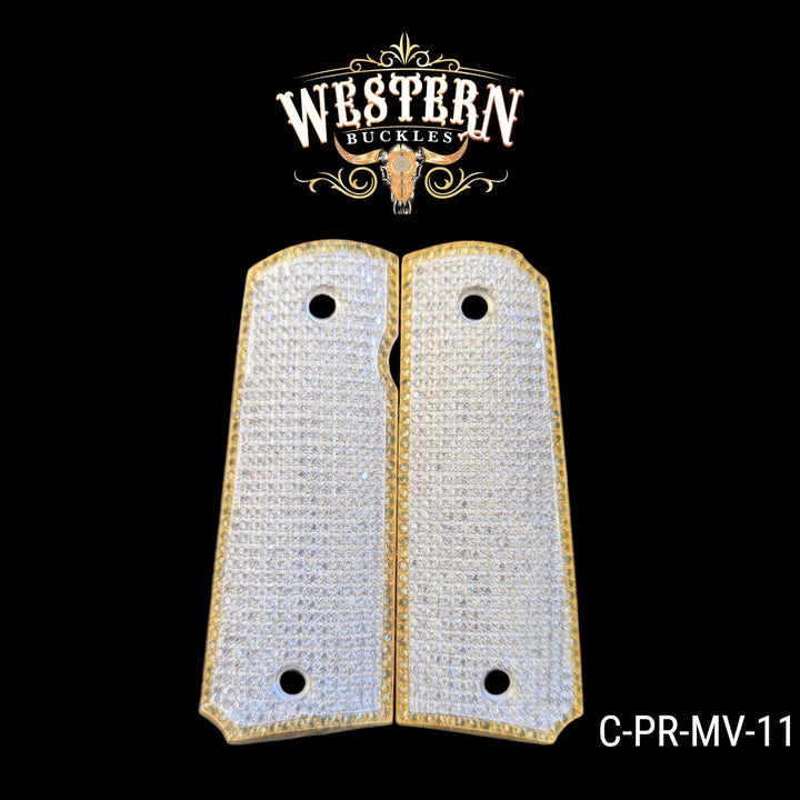 Cachas 1911 Grips Premium Zirconias Full Gold-Plated