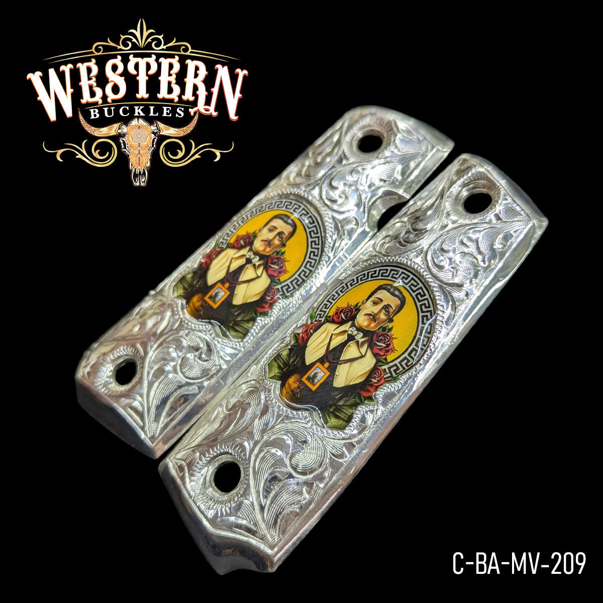 Cachas Colt 1911 Malverde Plata Rameado