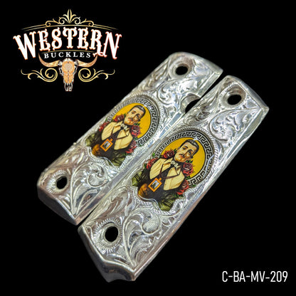 Cachas Colt 1911 Malverde Plata Rameado