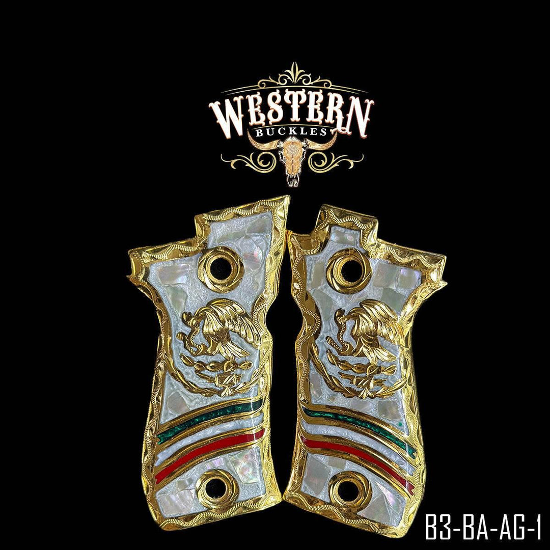 Cachas Beretta .380 84fs Grips Aguila Mexicana - Western Buckles