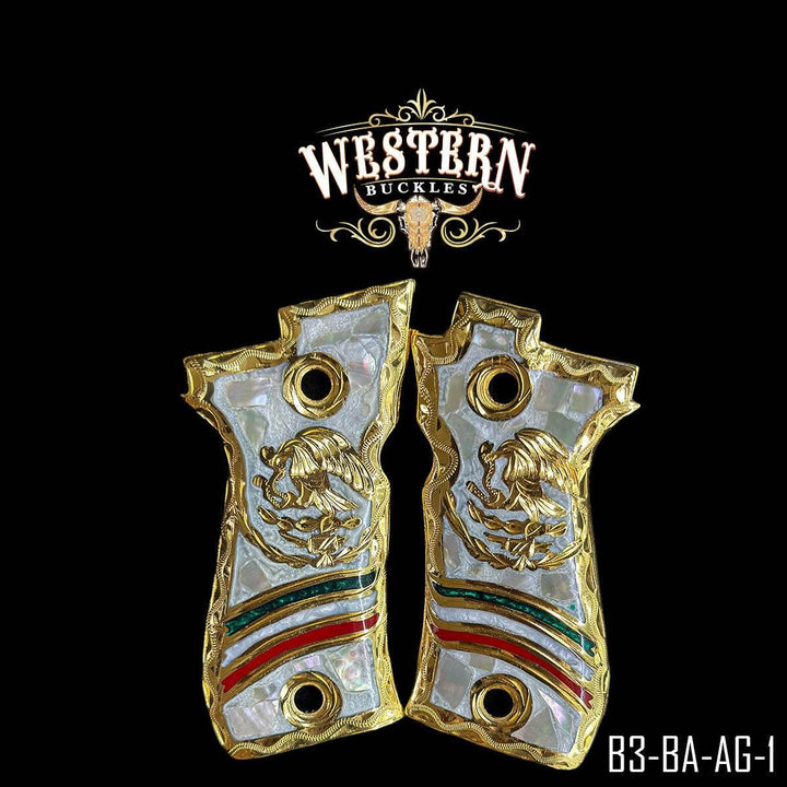 Cachas Beretta .380 84fs Grips Aguila Mexicana - Western Buckles