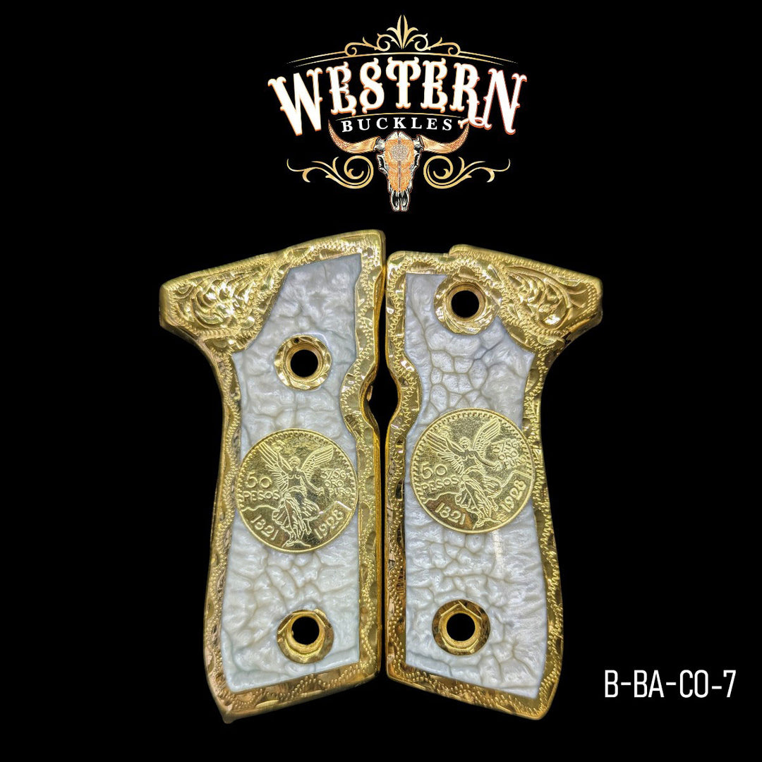 Cachas Beretta 92fs Centenario Resina Dorado-The Western Buckles