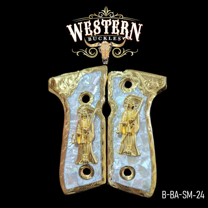 Cachas Beretta 92fs Grips Santa Muerte Oro-The Western Buckles