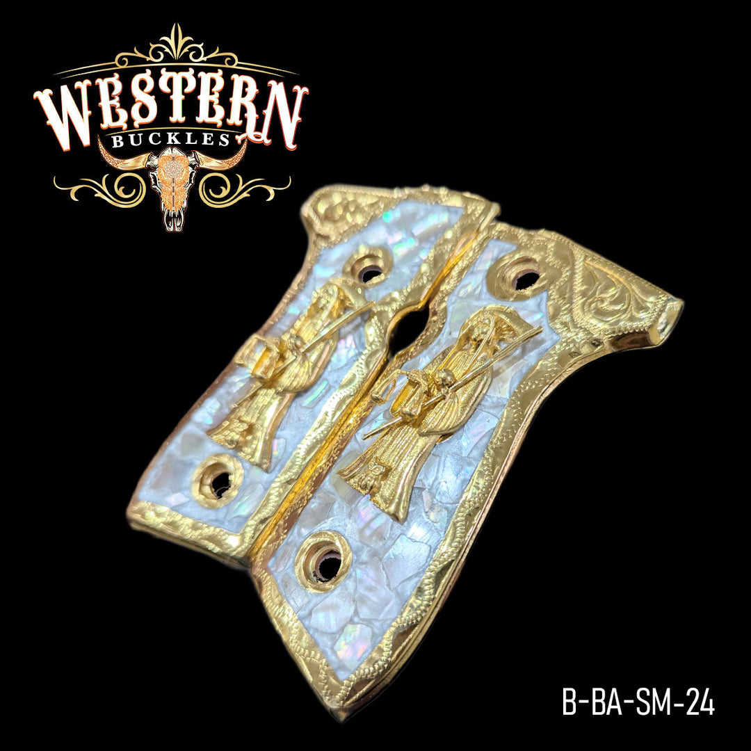 Cachas Beretta 92fs Grips Santa Muerte Oro-The Western Buckles