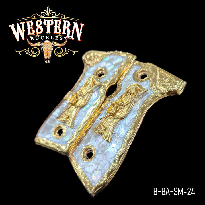 Cachas Beretta 92fs Grips Santa Muerte Oro-The Western Buckles