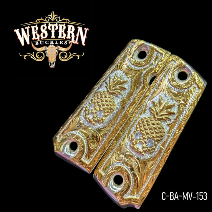 Cachas Colt 1911 Grips Calavera Piña Oro