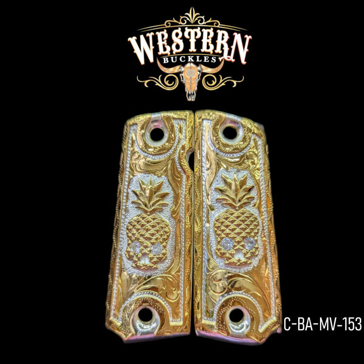 Cachas Colt 1911 Grips Calavera Piña Oro