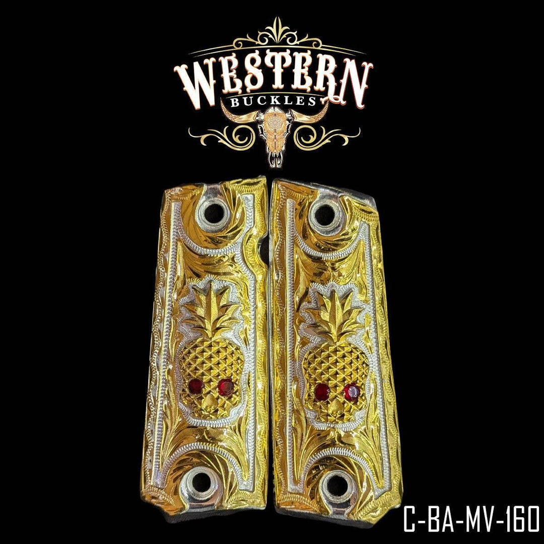 Cachas Colt 1911 Grips Colt Calavera Piña Oro - Western Buckles