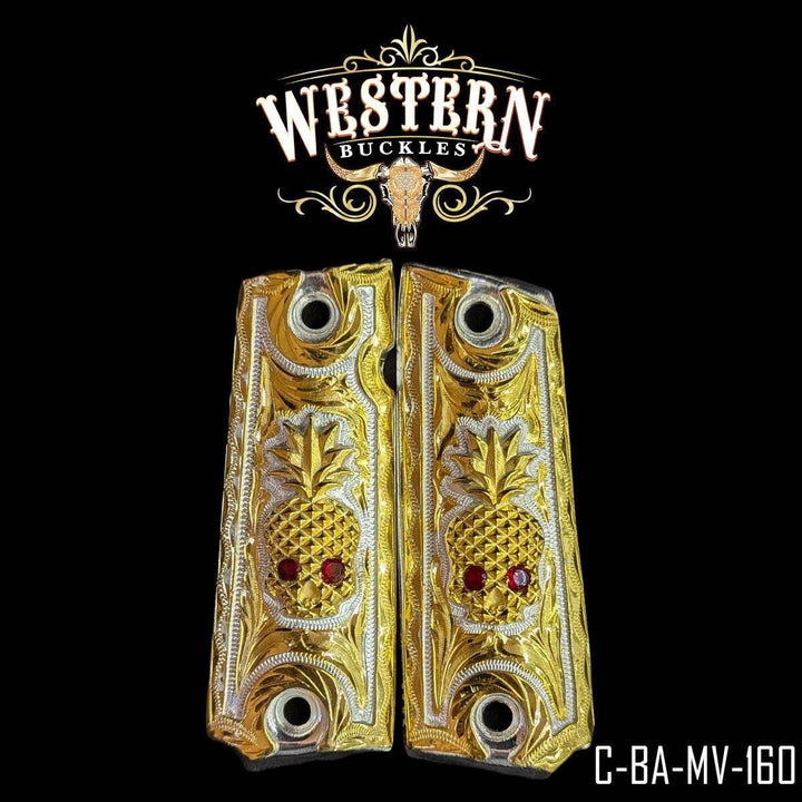 Cachas Colt 1911 Grips Colt Calavera Piña Oro - Western Buckles