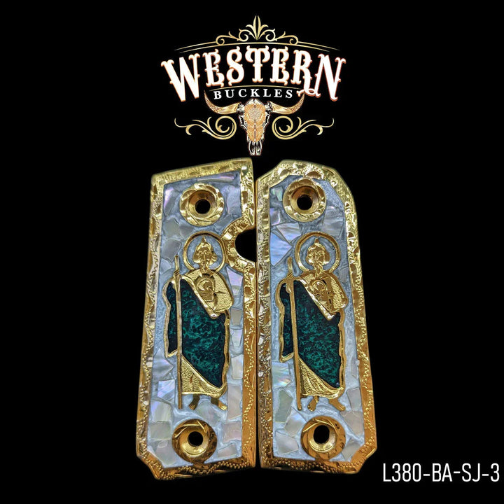 Cachas Llama 380 Grips San Judas Resina.